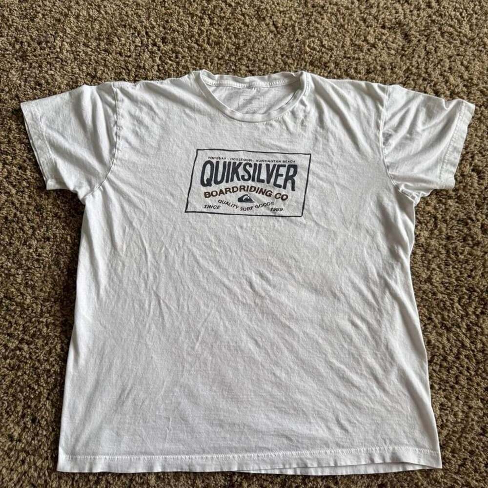 Quiksilver T-Shirt Size L White Boardriding Co Surf Skate Tee